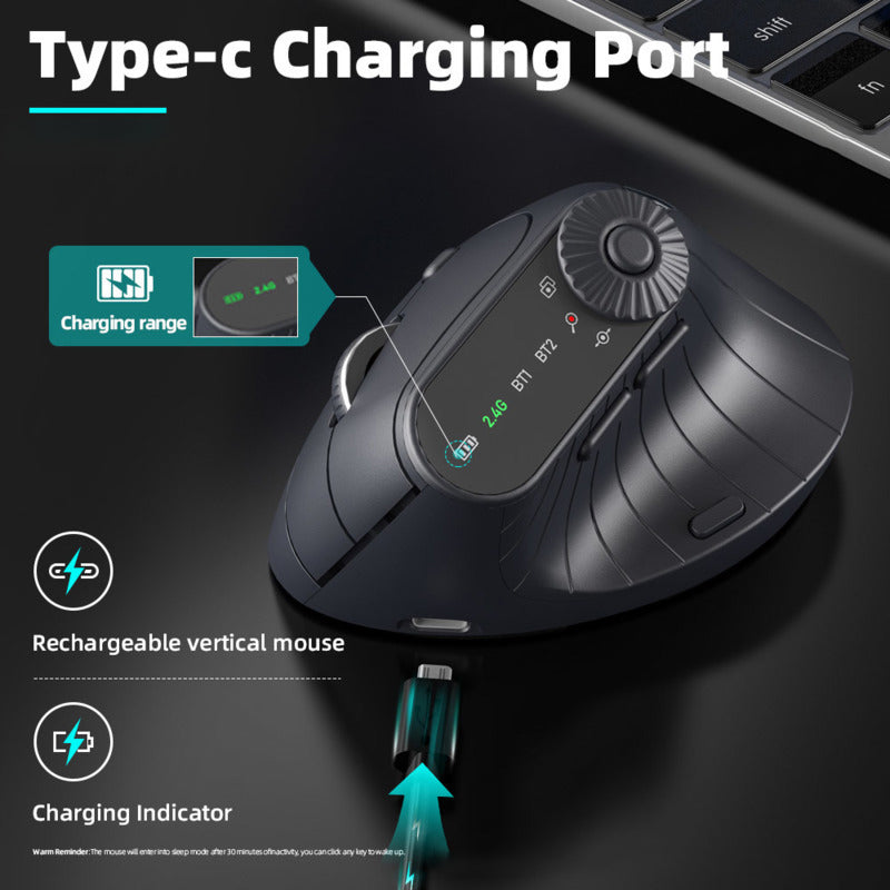 Ergonomic Triple-Connect Wireless Mouse